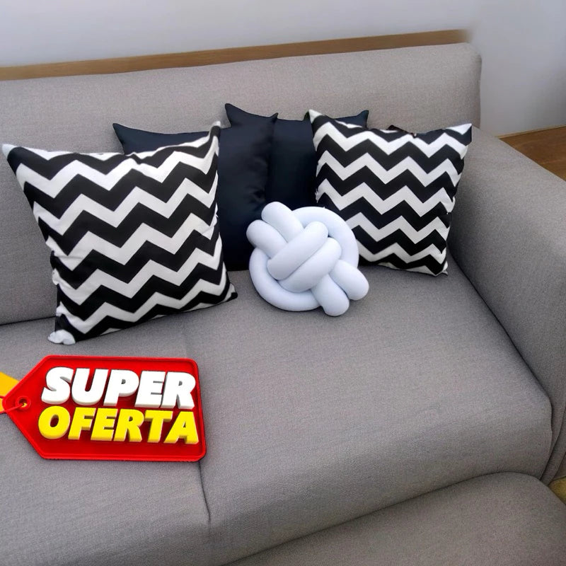 Kit 4 Capas para Almofadas Decorativas com Zíper – Sofisticação e Conforto