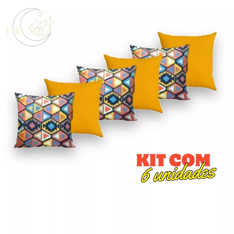 KIT 6 CAPAS PARA ALMOFADAS DECORATIVAS COM ZÍPER