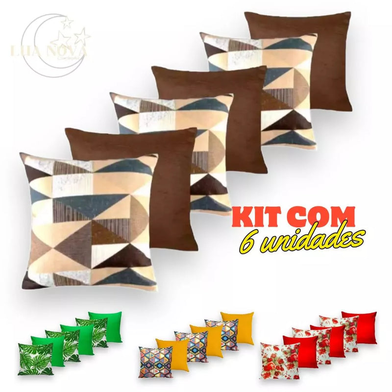 KIT 6 CAPAS PARA ALMOFADAS DECORATIVAS COM ZÍPER