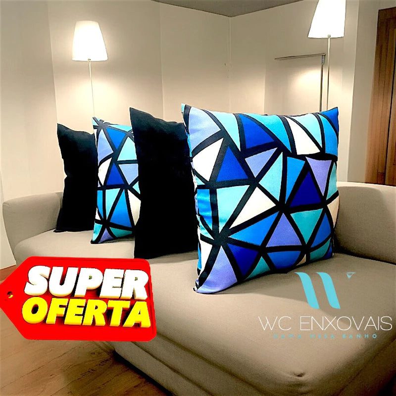 Kit 4 Capas para Almofadas Decorativas com Zíper – Sofisticação e Conforto