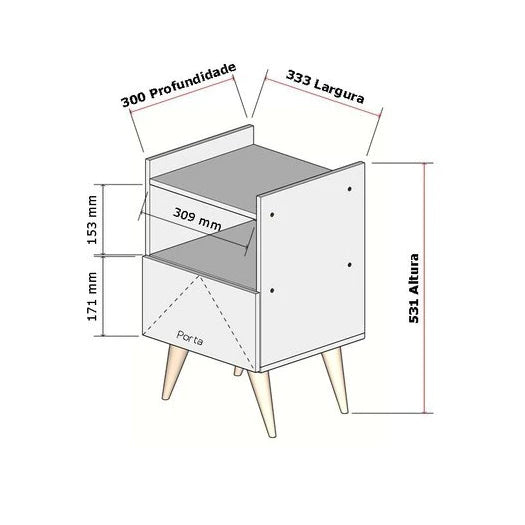 Mesa de Cabeceira Nicho Quarto Casal Decoração Retro Fontana