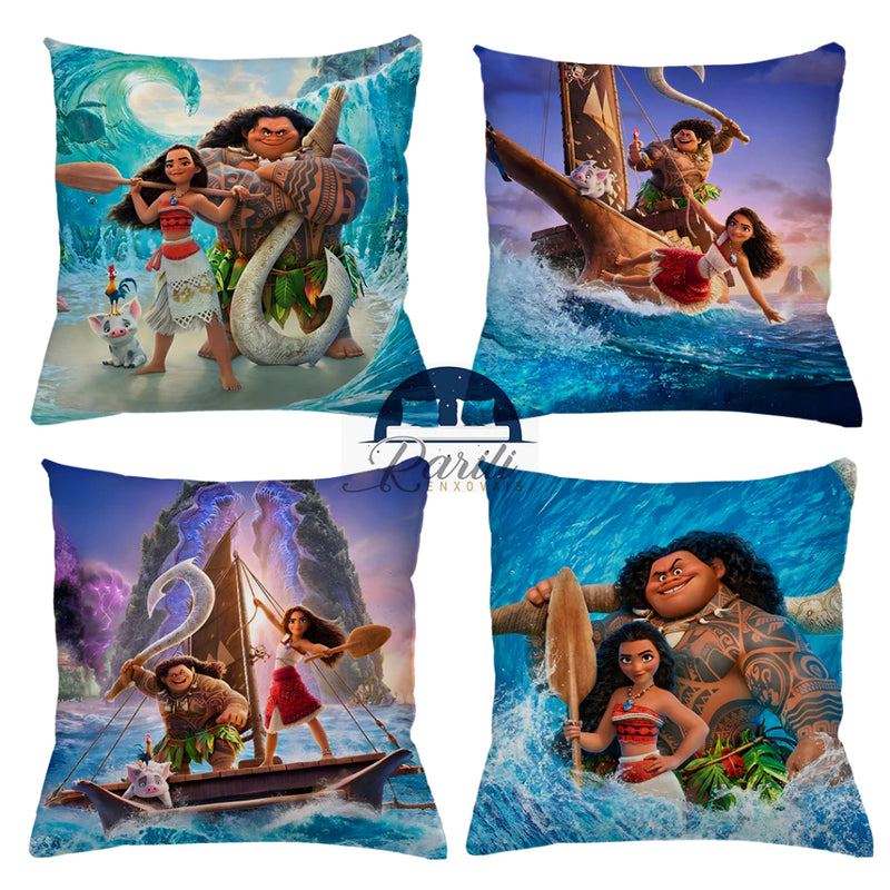 Kit 4 Capas de Almofadas Moana 2 – Decoração Encantadora para Quarto Infantil