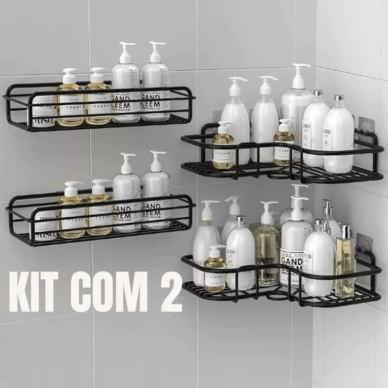 Kit 2 Suporte De Parede Com Adesivo Sabonete Shampoo Condicionador e Cozinha e Lavanderia