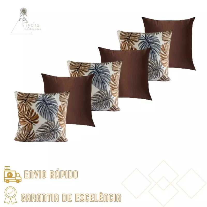 Kit 6 Capas para Almofadas Decorativas Premium com Zíper – Estampas Exclusivas