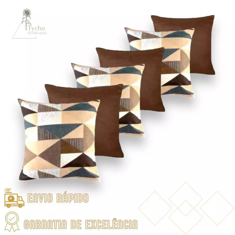 Kit 6 Capas para Almofadas Decorativas Premium com Zíper – Estampas Exclusivas