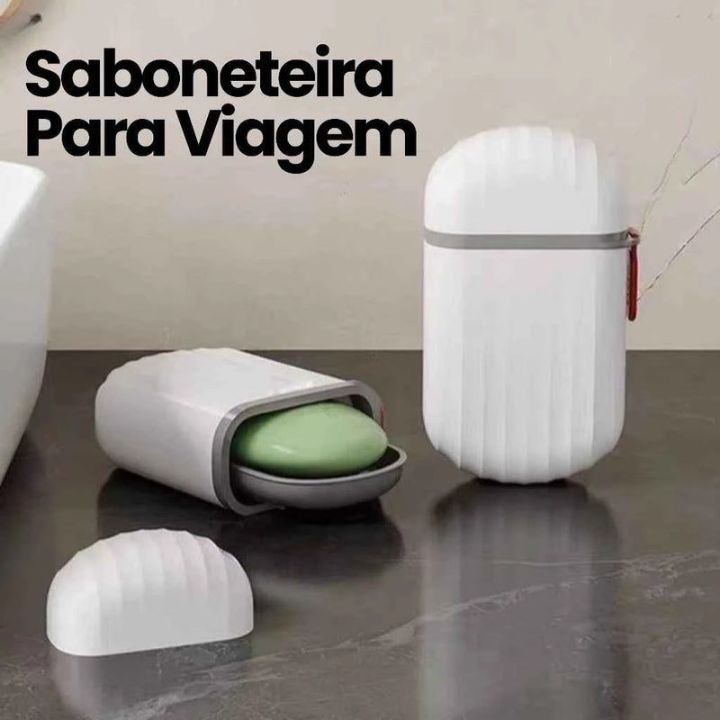 Saboneteira Para Viagem Com Estojo Dupla Drenagem Encaixe Firme Compacta À Prova De Vazamento.