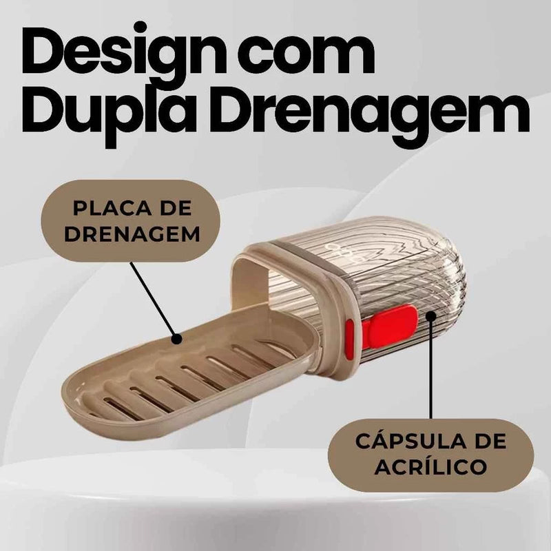 Saboneteira Para Viagem Com Estojo Dupla Drenagem Encaixe Firme Compacta À Prova De Vazamento.