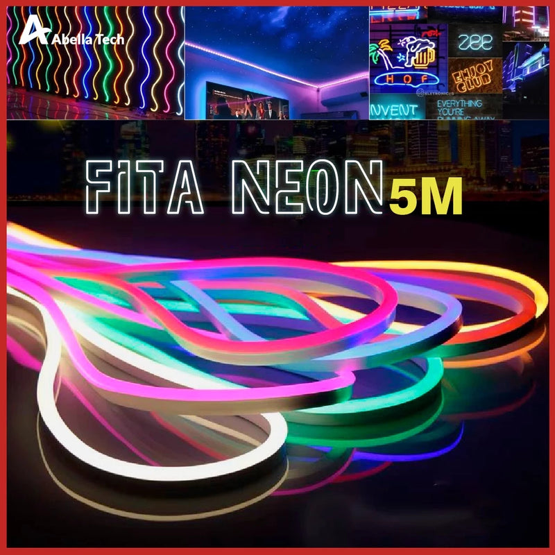 Fita LED Mangueira Neon 5M IP65 Flexível – 8 Cores