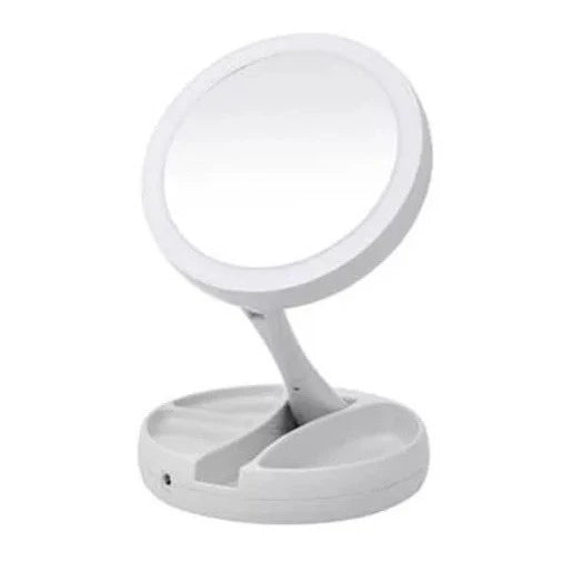 Espelho com Led De Mesa Com Aumento 10x Led luz Dobravel Para Maquiagem Pronta Entrega