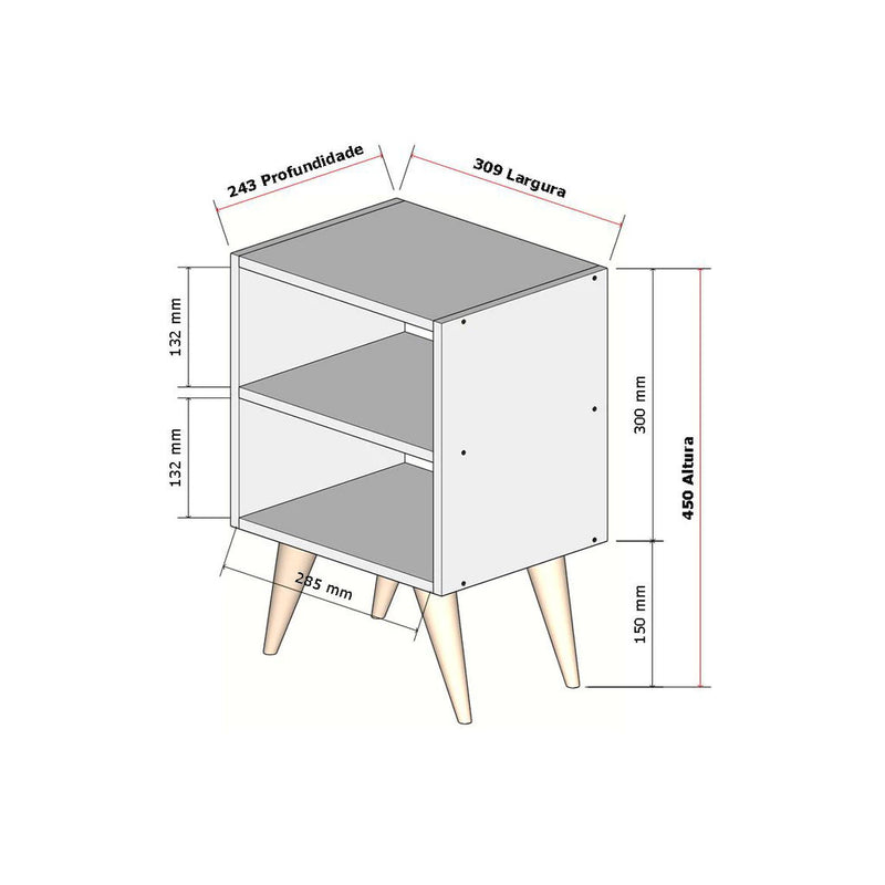 Kit 2 Mesa de Cabeceira Nicho Quarto Casal Decoração Retro Palma Branco