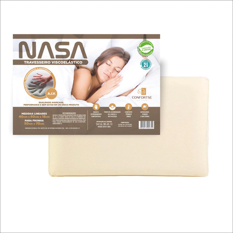 Kit 2 Travesseiros Ortopédicos Nasa-X Viscoelástico – Conforto e Tecnologia para o Seu Sono!