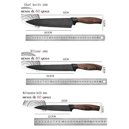 Conjunto De Facas Inox 6/9 Peças Antiaderente Com Cabo Reforçado Descascador E Tesoura Cozinha
