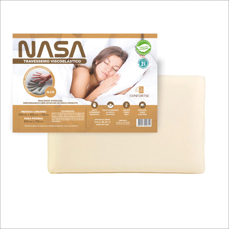 Kit 2 Travesseiros Ortopédicos Nasa-X Viscoelástico – Conforto e Tecnologia para o Seu Sono!