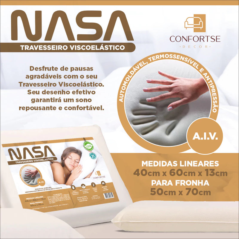 Kit 2 Travesseiros Ortopédicos Nasa-X Viscoelástico – Conforto e Tecnologia para o Seu Sono!