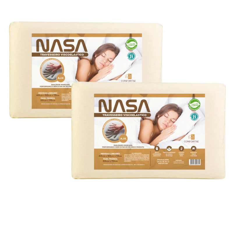 Kit 2 Travesseiros Ortopédicos Nasa-X Viscoelástico – Conforto e Tecnologia para o Seu Sono!